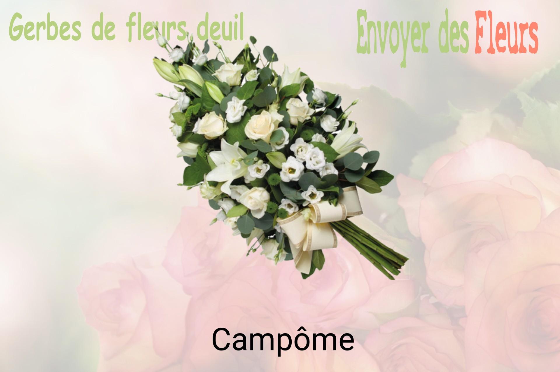 Gerbe de fleurs de deuil livrée à Campôme